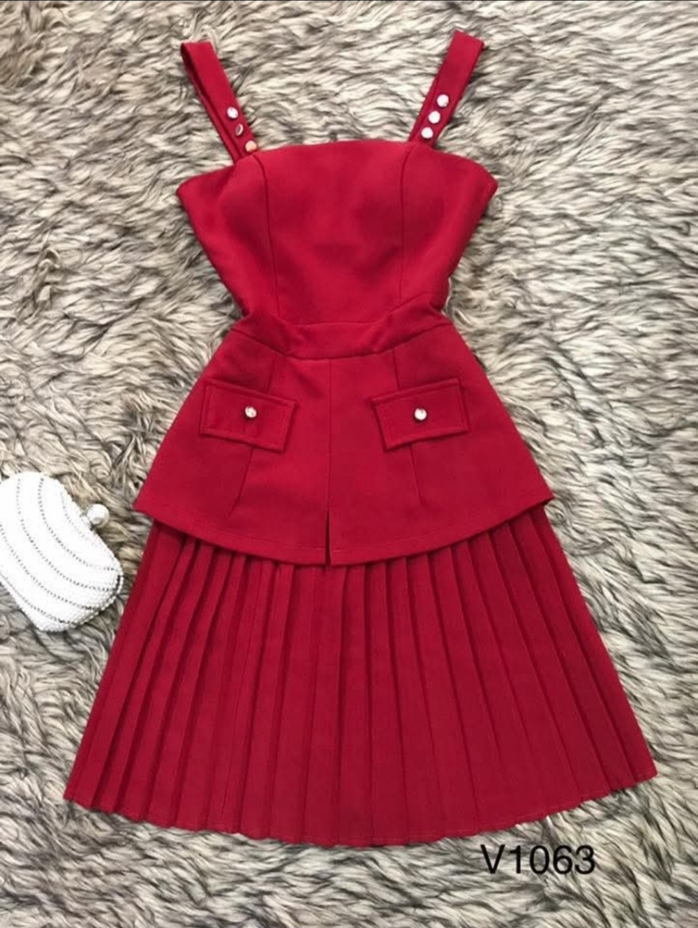 Wine Red Pleated Dress  – Cute Feminine A-Line